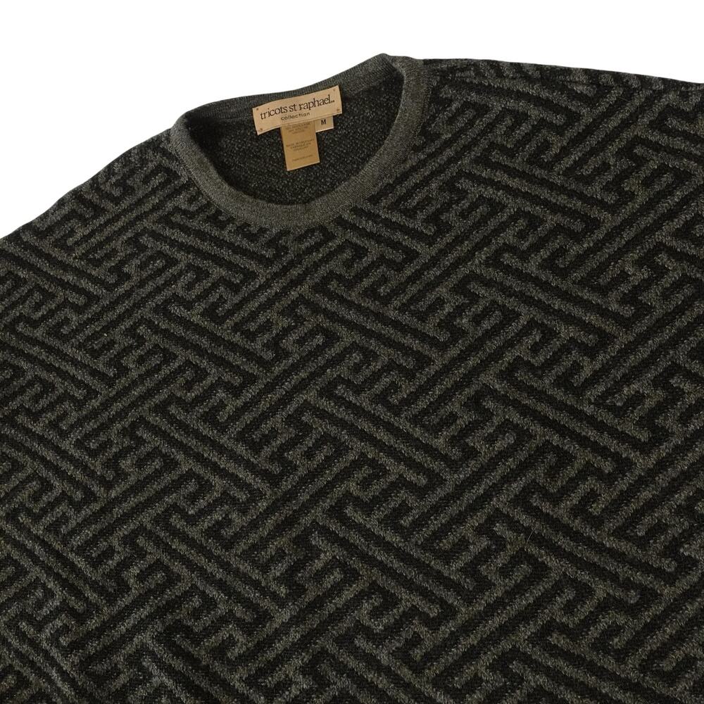 Tricots St Raphael Vintage Geometric Maze Wool Blend Sweater Men's Medium